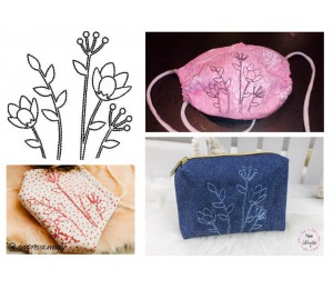 Stickdatei - Blumen Line Art